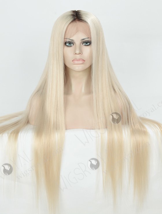 Silky Straight Long Ombre White Color European Virgin Fine Human Hair Full Lace Wigs WR-LW-104-4136