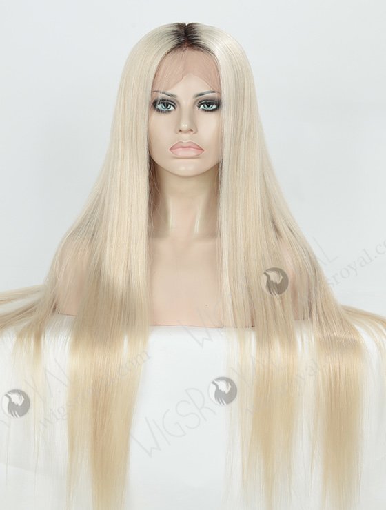 Silky Straight Long Ombre White Color European Virgin Fine Human Hair Full Lace Wigs WR-LW-104-4137