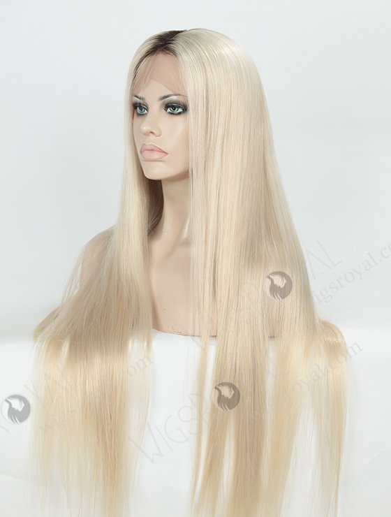 Silky Straight Long Ombre White Color European Virgin Fine Human Hair Full Lace Wigs WR-LW-104-4138