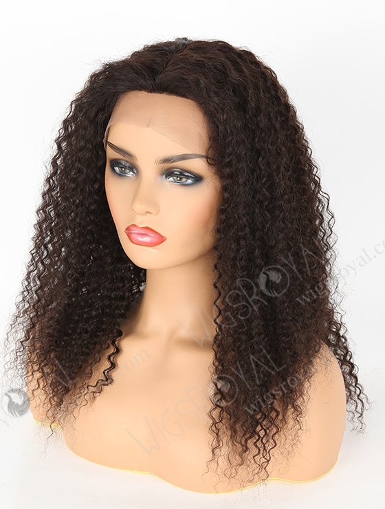 In Stock Indian Remy Hair 18" Kinky Curl Natural Color Silk Top Full Lace Wig STW-078-3801