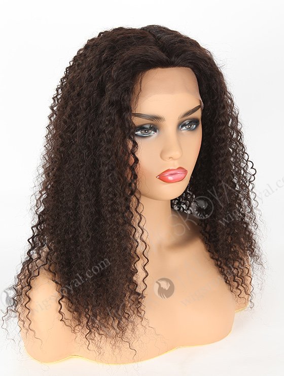 In Stock Indian Remy Hair 18" Kinky Curl Natural Color Silk Top Full Lace Wig STW-078-3798