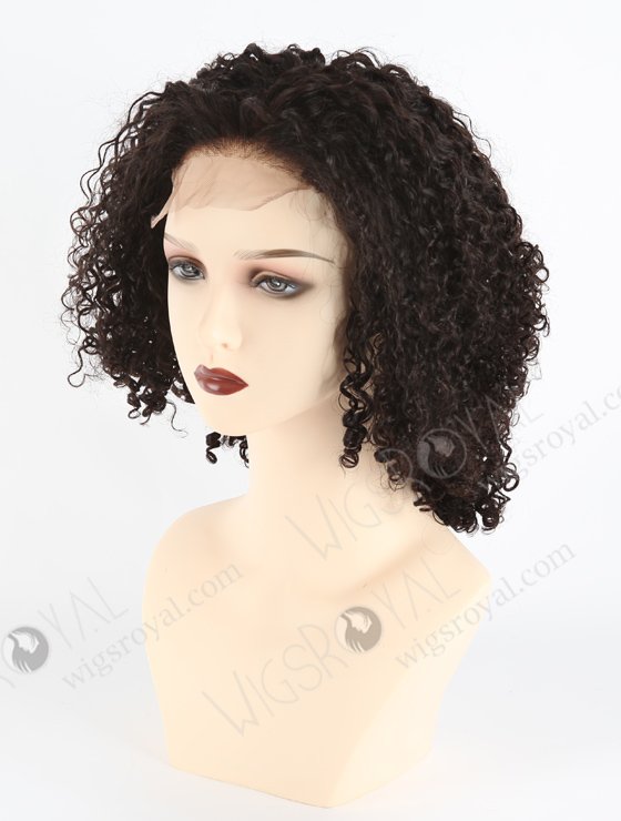 In Stock Indian Remy Hair 12" All One Length Tight Pissy Natural Color 4"×4" Lace Closure Wig CW-01028-3745