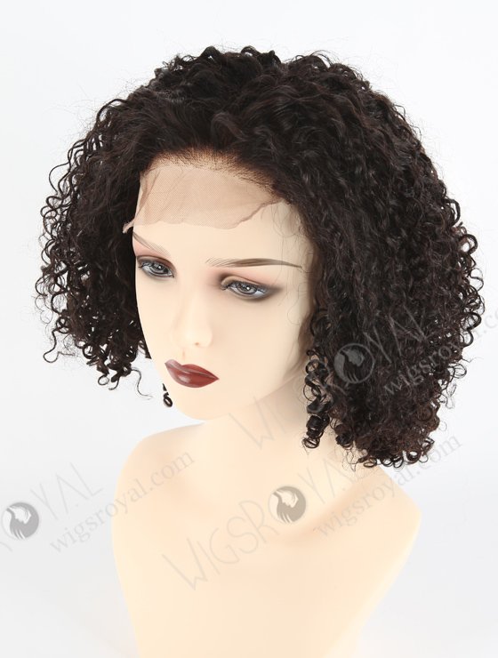 In Stock Indian Remy Hair 12" All One Length Tight Pissy Natural Color 4"×4" Lace Closure Wig CW-01028-3747
