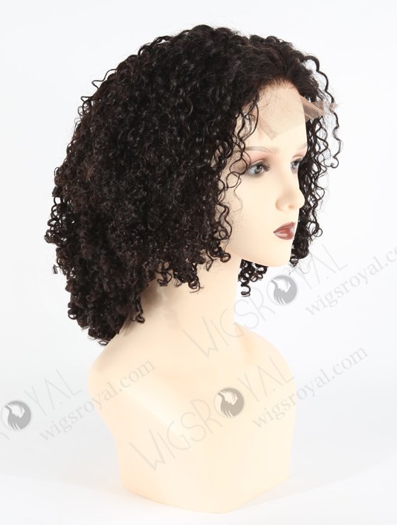 In Stock Indian Remy Hair 12" All One Length Tight Pissy Natural Color 4"×4" Lace Closure Wig CW-01028-3748