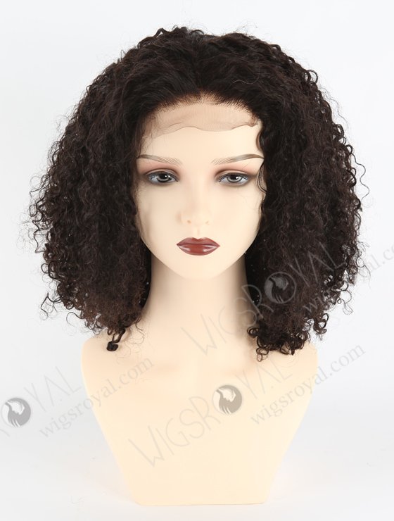 In Stock Indian Remy Hair 14" All One Length Tight Pissy Natural Color 4"×4" Lace Closure Wig CW-01029-3752