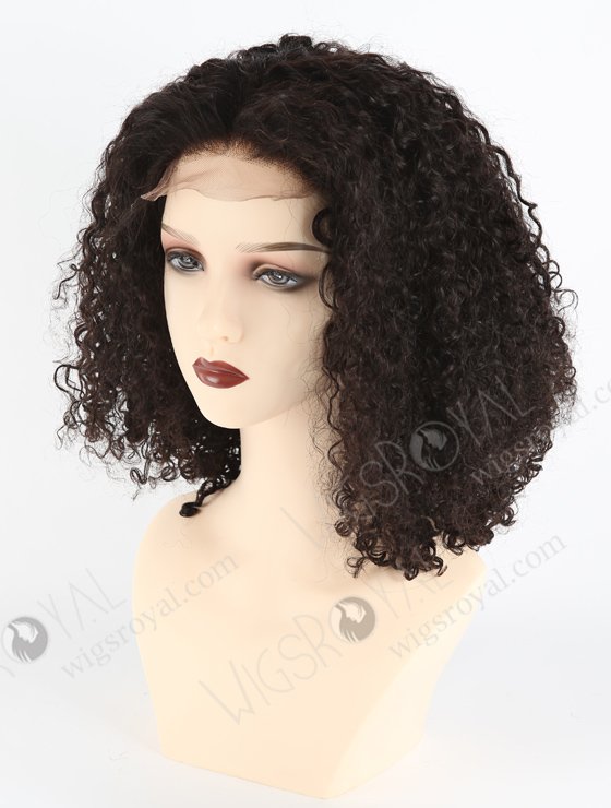 In Stock Indian Remy Hair 14" All One Length Tight Pissy Natural Color 4"×4" Lace Closure Wig CW-01029-3753