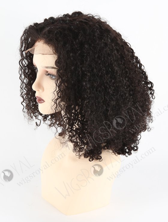 In Stock Indian Remy Hair 14" All One Length Tight Pissy Natural Color 4"×4" Lace Closure Wig CW-01029-3755