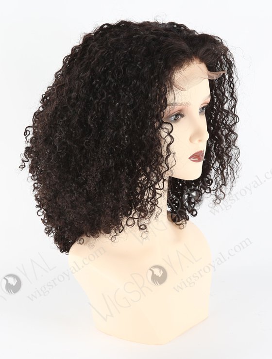 In Stock Indian Remy Hair 14" All One Length Tight Pissy Natural Color 4"×4" Lace Closure Wig CW-01029-3754