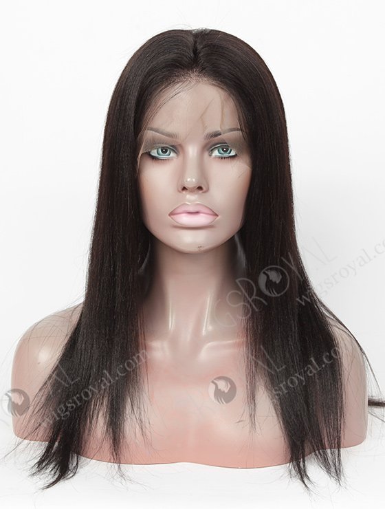 In Stock Indian Remy Hair 16" Yaki Straight #1B Color 360 Lace Wig 360LW-01007-4629