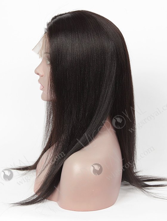 In Stock Indian Remy Hair 16" Yaki Straight #1B Color 360 Lace Wig 360LW-01007-4631