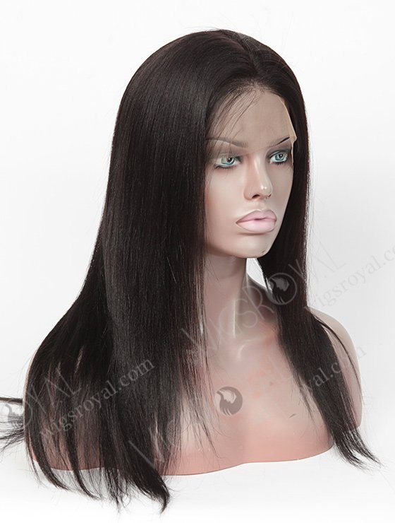 In Stock Indian Remy Hair 16" Yaki Straight #1B Color 360 Lace Wig 360LW-01007-4632