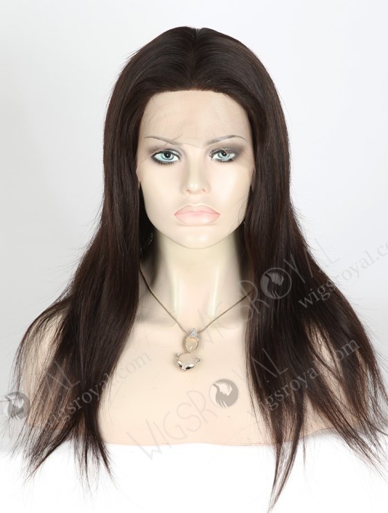 In Stock Brazilian Virgin Hair 16" Straight Natural Color Silk Top Full Lace Wig STW-432-4510