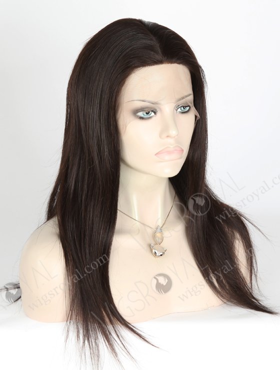 In Stock Brazilian Virgin Hair 16" Straight Natural Color Silk Top Full Lace Wig STW-432-4513