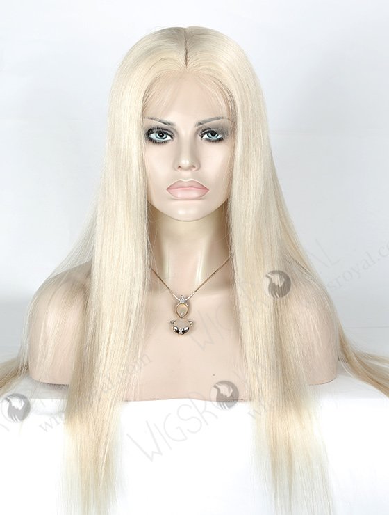 In Stock European Virgin Hair 20" Straight White Color Silk Top Full Lace Wig STW-825-5006