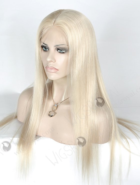 In Stock European Virgin Hair 20" Straight White Color Silk Top Full Lace Wig STW-825-5008