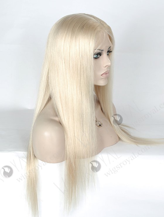 In Stock European Virgin Hair 20" Straight White Color Silk Top Full Lace Wig STW-825-5009