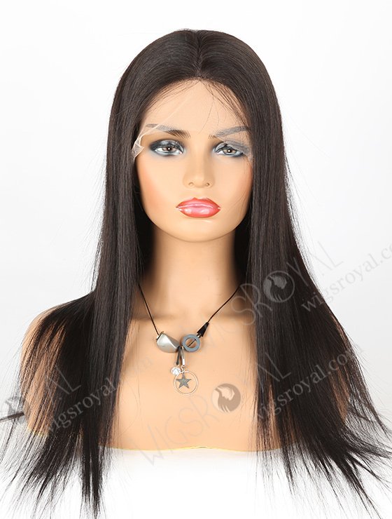 In Stock European Virgin Hair 18" Straight 1B# Color Silk Top Full Lace Wig STW-841-5289