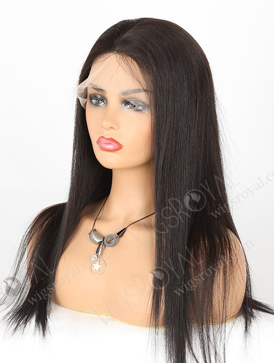 In Stock European Virgin Hair 18" Straight 1B# Color Silk Top Full Lace Wig STW-841-5290