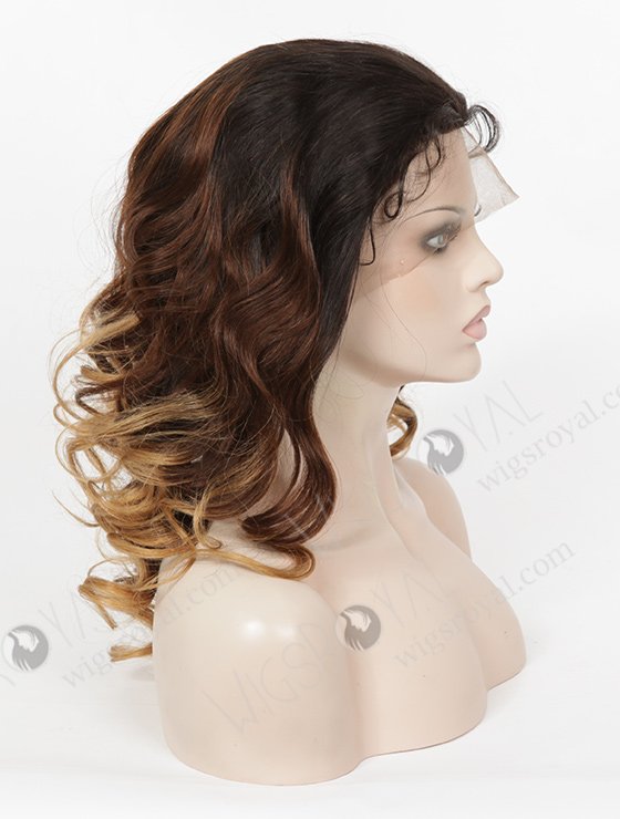 Brazilian Human Hair 18" Big Curl Ombre Color T-Natural Color/30#/27# Silk Top Full Lace Wig STW-417-4793