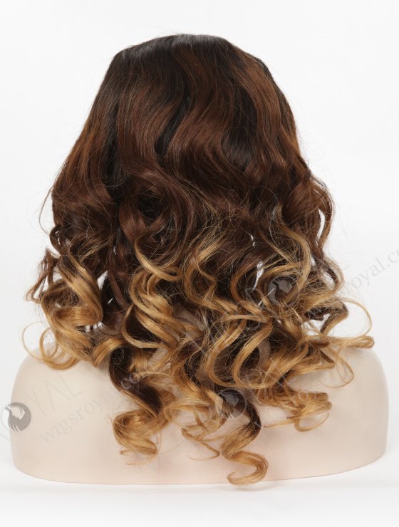 Brazilian Human Hair 18" Big Curl Ombre Color T-Natural Color/30#/27# Silk Top Full Lace Wig STW-417-4794