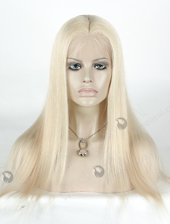 In Stock European Virgin Hair 18 Inch Long Straight White Human Hair Silk Top Full Lace Wig Caucasian STW-843-4998