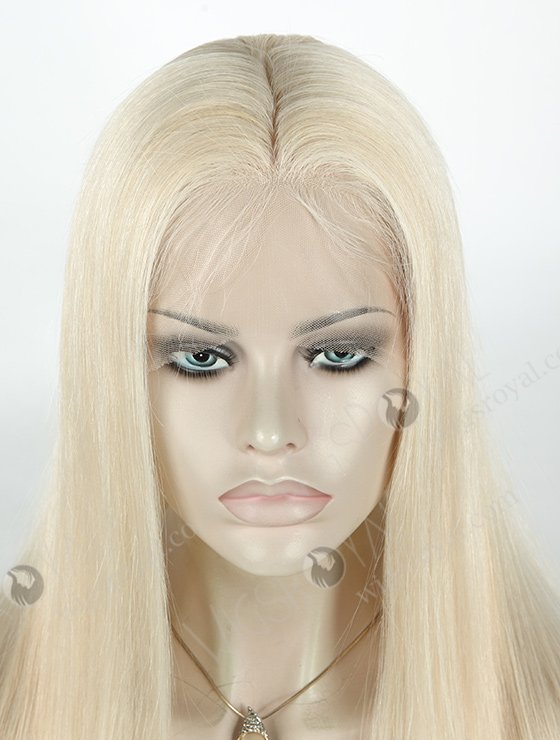 In Stock European Virgin Hair 18 Inch Long Straight White Human Hair Silk Top Full Lace Wig Caucasian STW-843-4997