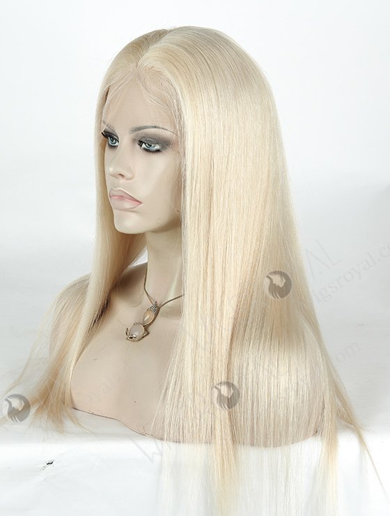 In Stock European Virgin Hair 18 Inch Long Straight White Human Hair Silk Top Full Lace Wig Caucasian STW-843-5000