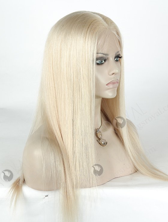 In Stock European Virgin Hair 18 Inch Long Straight White Human Hair Silk Top Full Lace Wig Caucasian STW-843-5002