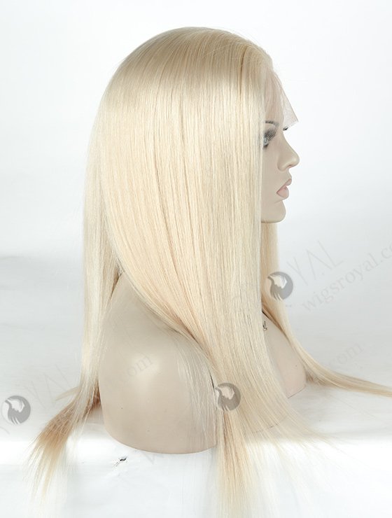In Stock European Virgin Hair 18 Inch Long Straight White Human Hair Silk Top Full Lace Wig Caucasian STW-843-5001