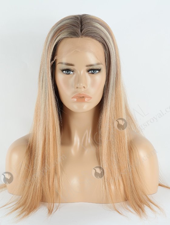 In Stock European Virgin Hair 18" Straight T7/12/613# Color Silk Top Full Lace Wig STW-845-5261