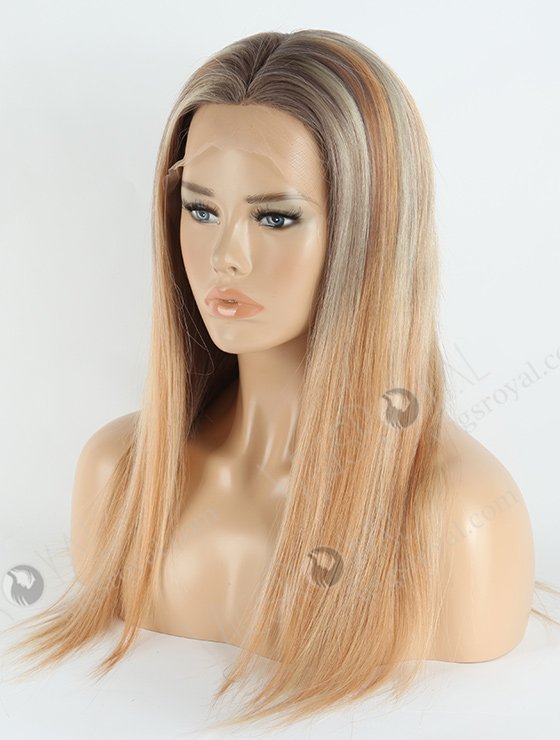 In Stock European Virgin Hair 18" Straight T7/12/613# Color Silk Top Full Lace Wig STW-845-5262