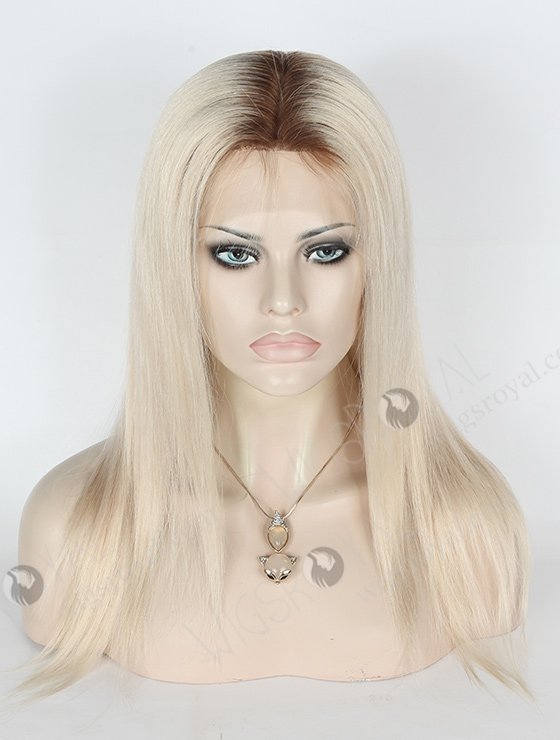 In Stock European Virgin Hair 14" Straight T9#/White Color Silk Top Full Lace Wig STW-827-5024