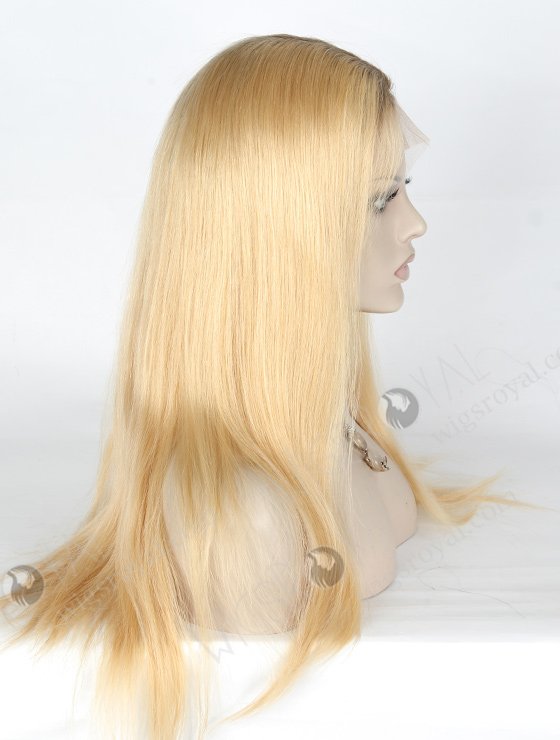 Natural Scalp Silk Top Full Lace Wigs in Stock 18 Inch Blonde with Brown Roots STW-711-4947