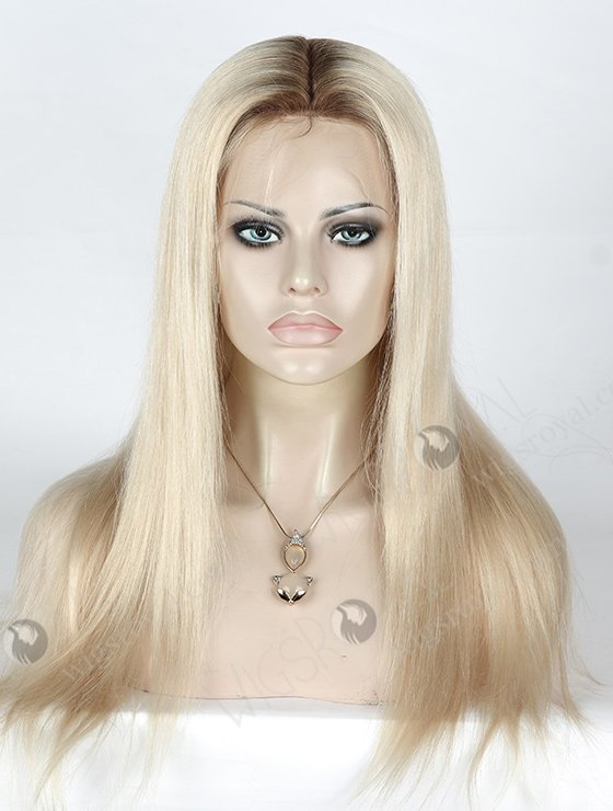 In Stock European Virgin Hair 18" Straight T9#/White Color Silk Top Full Lace Wig STW-829-5054