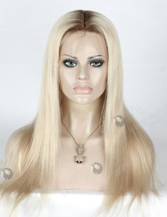 In Stock European Virgin Hair 18" Straight T9#/White Color Silk Top Full Lace Wig STW-829