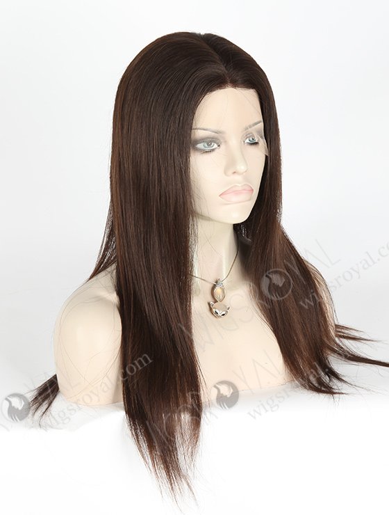 In Stock European Virgin Hair 18" Natural Straight Natural Color Silk Top Full Lace Wig STW-813-5163