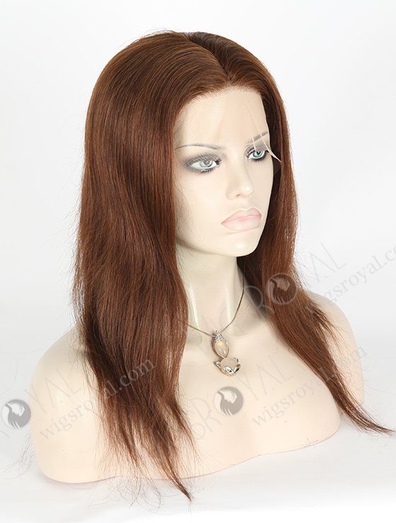 In Stock Chinese Virgin Hair 14" Straight 4# Color Silk Top Full Lace Wig STW-707-4839