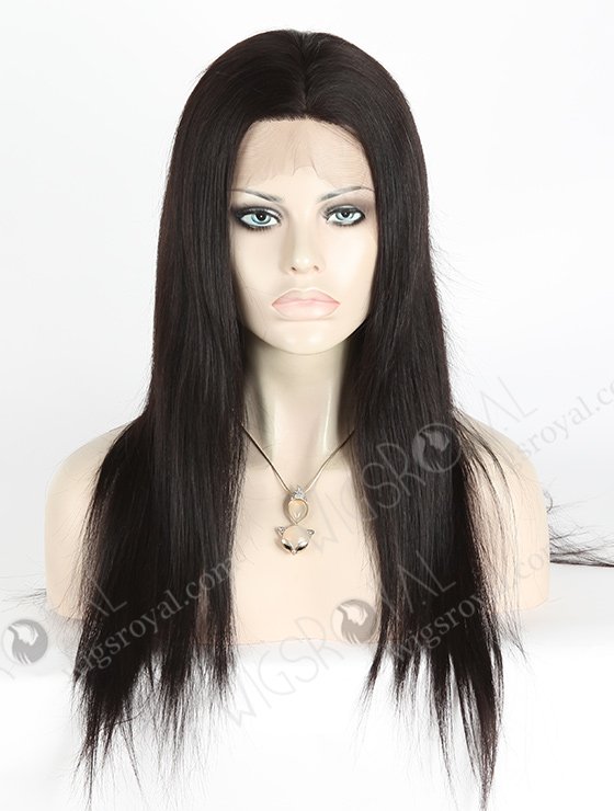 In Stock Chinese Virgin Hair 18" Natural Straight Color #1b Silk Top Full Lace Wig STW-705-4929