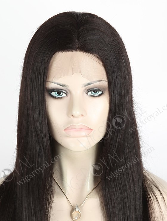 In Stock Chinese Virgin Hair 18" Natural Straight Color #1b Silk Top Full Lace Wig STW-705-4930