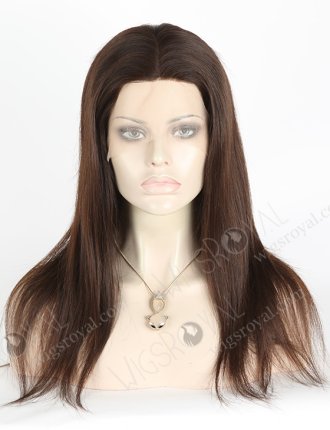 In Stock European Virgin Hair 16" Natural Straight Natural Color Silk Top Full Lace Wig STW-811