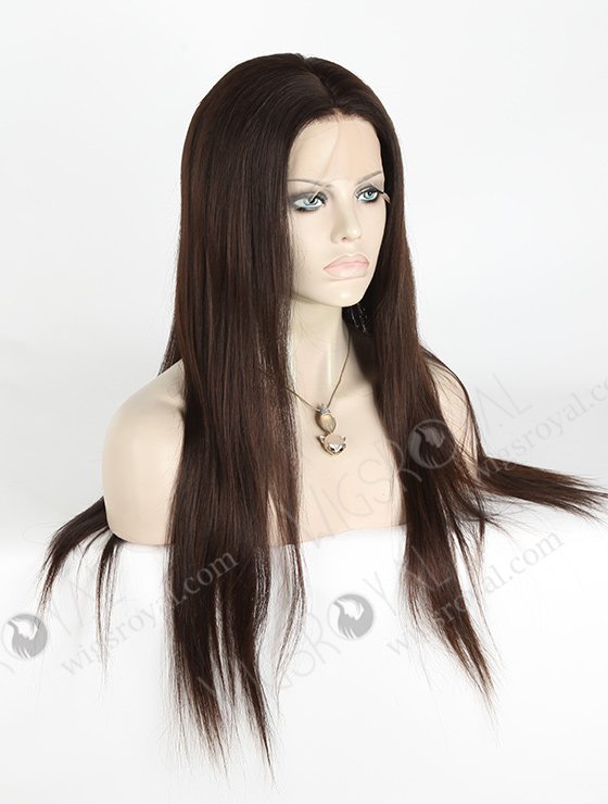 In Stock European Virgin Hair 22" Natural Straight Natural Color Silk Top Full Lace Wig STW-817-5199