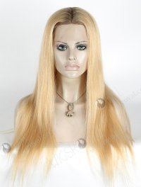 Flawless Ash Blonde Silk Top Wig With Brown Roots Color STW-712