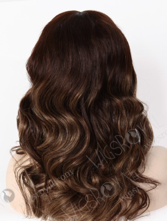 Popular Money Piece Highlights Brown Wavy Hair Silk Top Wigs WR-ST-022 -5584
