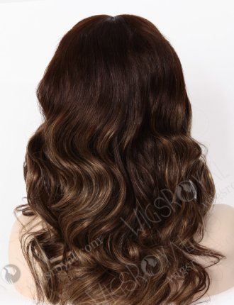 Popular Money Piece Highlights Brown Wavy Hair Silk Top Wigs WR-ST-022 