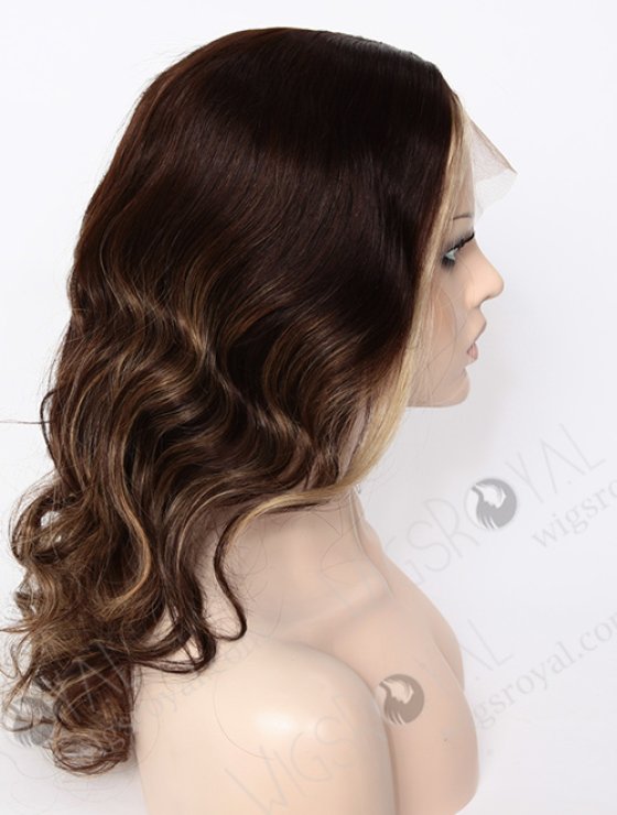 Popular Money Piece Highlights Brown Wavy Hair Silk Top Wigs WR-ST-022 -5586