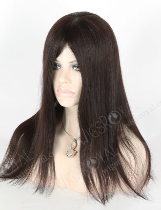 In Stock Brazilian Virgin Hair 16" Straight Natural Color Silk Top Glueless Wig GL-04069