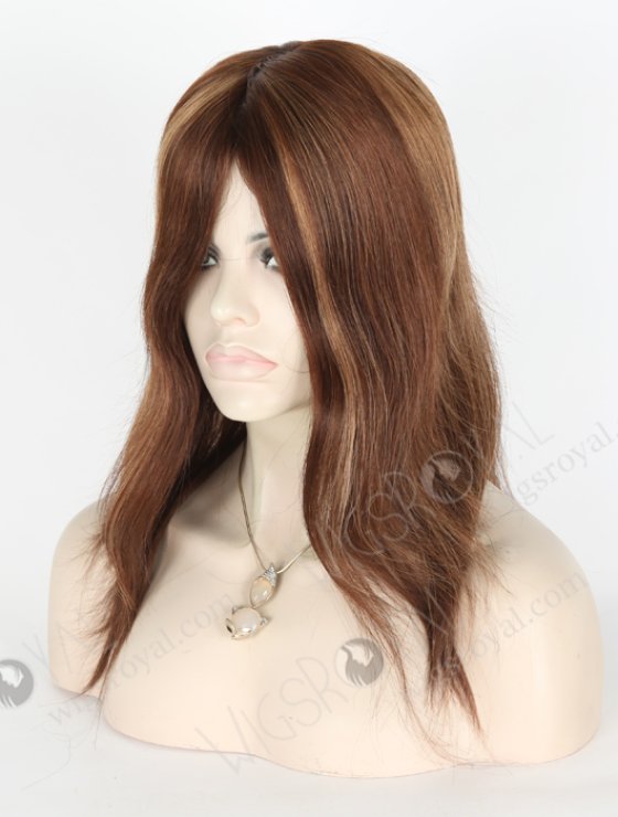 In Stock European Virgin Hair 12" Straight 3# with T3/6# and T3/8# Highlight Silk Top Glueless Wig GL-08050-6008