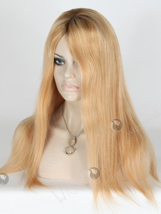 In Stock Chinese Virgin Hair 18" Straight T9/18# with T9/22# Highlights Silk Top Glueless Wig GL-07021-5991