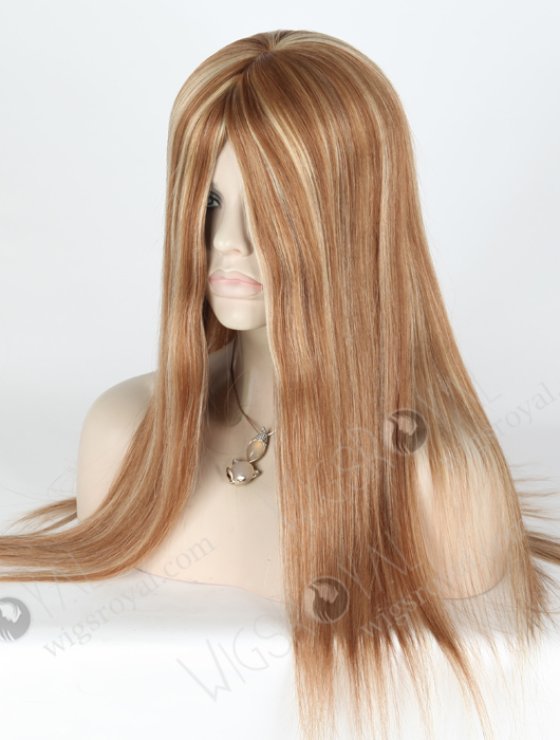 In Stock European Virgin Hair 20" Straight 9/10# Evenly Blended with 22# Highlights Glueless Silk Top Wig GL-08068-6237