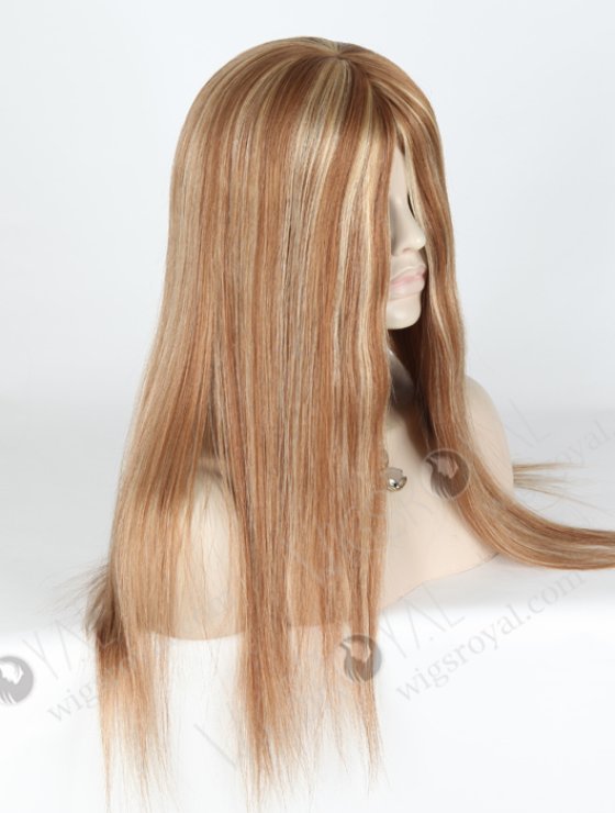 In Stock European Virgin Hair 20" Straight 9/10# Evenly Blended with 22# Highlights Glueless Silk Top Wig GL-08068-6238